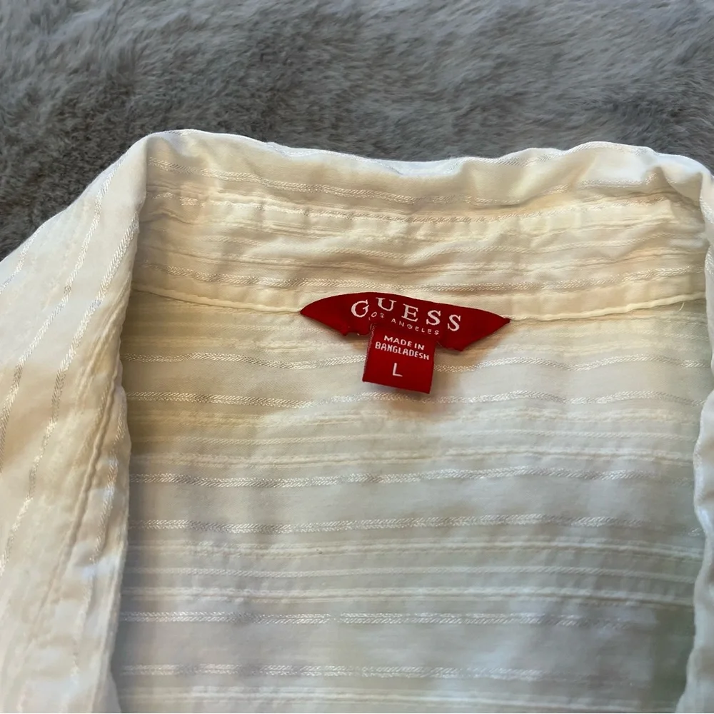 Guess White Short Sleeve Button Down Shirt - Picture 4 of 12